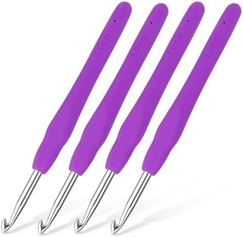 Iuuidu 4PCS 5.0mm SizeH Crochet Hooks, Ergonomic Handle Crochet Hooks