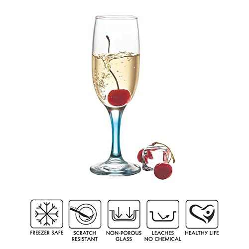 Image of CELLO Elegance Glass Champagne Tumblers, Set of 6, 210ml, Multicolour