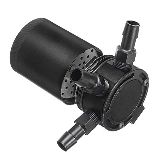 C-FUNN Universal 3-Port Oil Catch/Can/Tank/Reservoir Air-Oil Separator Racing Baffled Engine - Nero