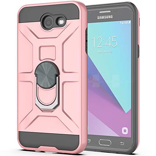Galaxy J3 Prime/J3 2017/J3 Eclipse/J3 Emerge/J3 Mission/J3 Luna Pro/Express Prime 2/Amp Prime 2 Case With Hd Screen Protector Ymhxcy 360 Degree Ring Of Shockproof Phone Case For J3 2017-Zs Rose Gold #TOP1