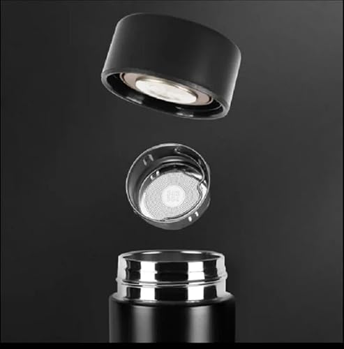 Smart stainless steel water bottle, 500ML at the best price, led temperature reader, double wall, modern, sandy, excellent steel quality (BLACK)