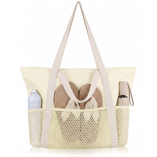 Sac de plage imperméable pour piscine et voyage grand cabas de sport avec poches