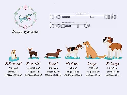 Unique Style Paws Dog Collar With Metal Buckle - Red Rose Flower Gift for Small, Medium, Large Boys Girls Dogs - Durable and Cute - 5