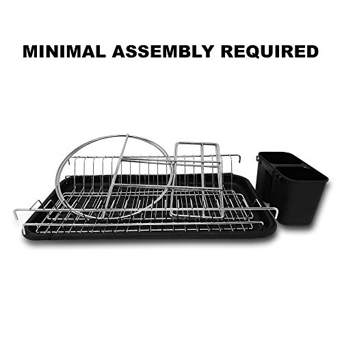 Dish Drying Rack, And Drain Board Set - Chrome 2-Tier Dish Rack, With Removable Drainboard And Utensil Holder - Dish Drainer For Kitchen Countertop Or Sink - Great Kitchen/Dishes Organizer By-Lendra #TOP4