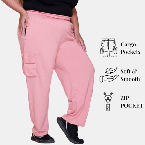 Image of White Moon Plus Size Women's 4 Pocket Cargo Joggers for Gym - Comfortable Track Pants for Women, Cotton Jogger, Ideal Track Pants for Women, Cargo Joggers for Everyday Wear (Pack of 2)