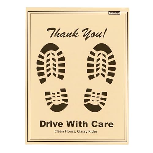 Image of disposable car Floor Paper Mats (pack of 100) | Disposable Thank You foot paper sheets (17x23 Inch) - Oil & Dirt Resistant Protection leg paper mats for Detailing & Car Wash