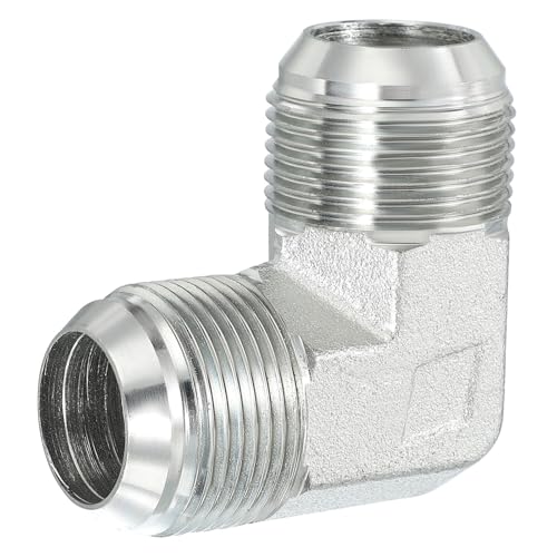 Image of PATIKIL Hex Reducing Nipple Connectors Pipe Adapter 1 5 /16 inch Male 37 Flare JIC x 1 5 /16 inch g Male 90 Adapter, Pipe Fitting Reducer Nipple Adapter Plated Steel Hydraulic Fitting