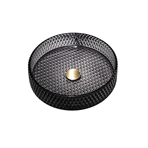 ESOP Lavabo Vasque en Verre, Noir Lavabo Lave-Mains Cylindre Vasque à Poser Monter Salle de Bain Lavabo Vasque avec Drain, 400mm * 400mm* 105mm (Sans Robinet)