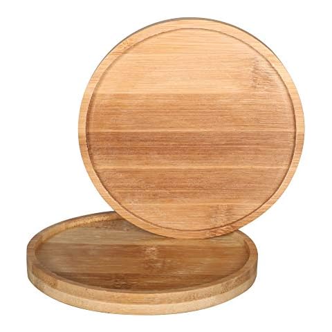 G EPGardening 5.1 in Round Bamboo Tray Eco-Friendly Plant Saucer Succulent Herbal Pot Planter Trays Succulent Planter Tray Set of 2 Cover