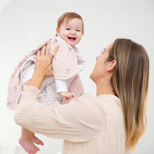 Image of Susurration Baby Blanket for Unisex Boys Girls, Soft Nursery Minky Blanket with Muslin Cotton Front and Dotted Fleece Back, Receiving Blanket for Baby Newborn Infant, 30x40inch