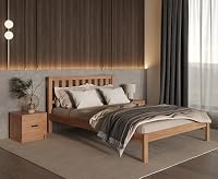 KROKWOOD Sofia Solid Wood Bed in Beech - Sturdy Natural Solid Wooden Bed Frame - Bed Slats Included - (Super King Size) 180 x 200 cm
