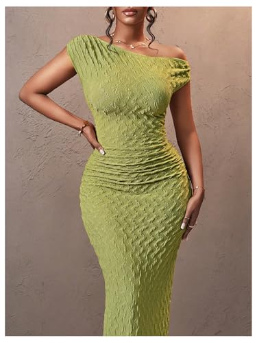 Floerns Women's Plus Size Summer Going Out Long Dress Dolman Sleeve One Shoulder Textured Bodycon Party Sexy Maxi Dresses3