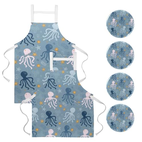 Tablier de restaurant multicolore lot de 2 avec broches pour bar et bistrot