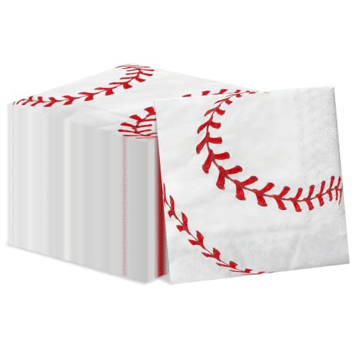 100pcs Baseball Napkins Sports Themed Party Supplies Absorbent Napkins Decorative for Baseball Party Game Day Birthday and Boys Gathering