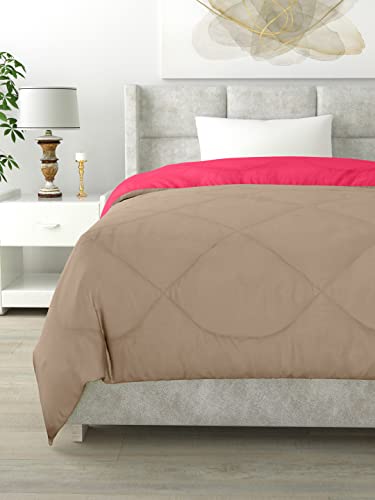 Image of Clasiko Reversible Single Bed Comforter; 60x90 Inches; 200GSM; Pink & Taupe