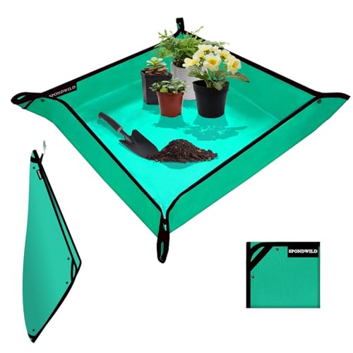 39.5"x39.5" Plant Transplanting Mat - Thickened Waterproof Potting Mat, Succulent Gardening Mat, Portable Repotting Mat for Mess Control (Pe-Green)