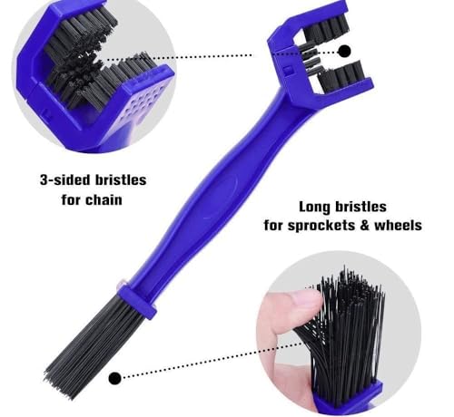 Image of Bike Chain Brush and Microfiber Cleaning Cloth Combo Pack, 3D Multi-Angle Rotation Cleaner with 500 GSM 40x40 Cloth for Motorcycle and Bicycle Maintenance