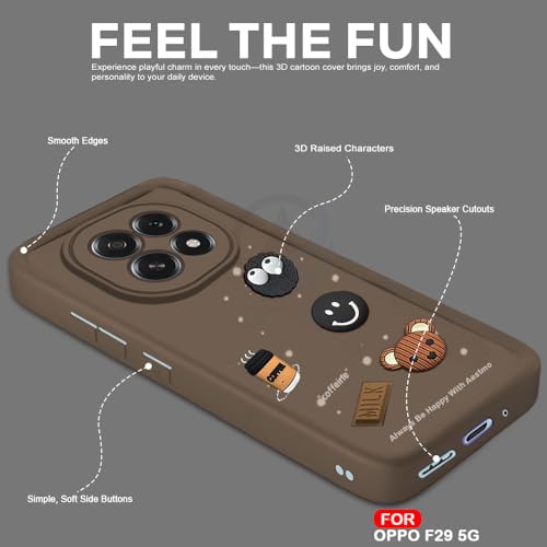 Image of AESTMO Back Case Cover for Oppo F29 5G | Cute Fun Cartoon 3D Ball | Coffee Silicone Case | Full Body Protection | Camera Protection Back Cover for Oppo F29 5G (Brown)