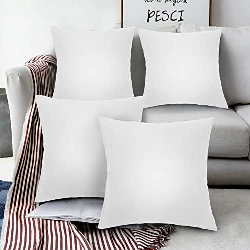 AllRight 2 Pcs Cushion Covers 18" x 18" Canvas Pillow Square Soft Decorative Throw Pillow Case Cushion Covers Pillowcase for Livingroom Sofa Bedroom White