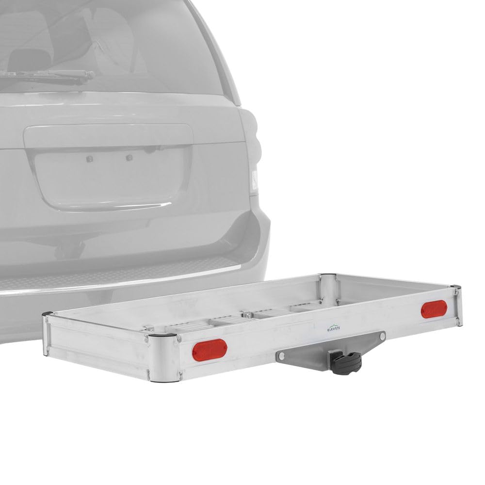 50" W Aluminum Cargo Carrier - 500 lb. Cap - Class III or IV 2" Hitch - Folds Up - Reflectors