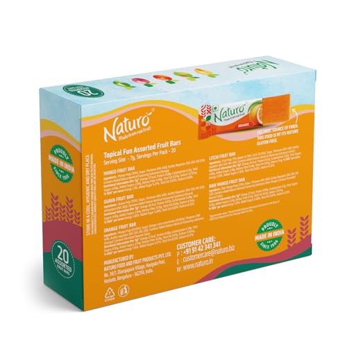 Image of Naturo Tropical Fun Assorted Fruit Bars | Multipack (20 Fruit Bars per pack) | Gift pack | Snack Pack | 2 Packs of Tropical Fun Multipack