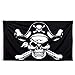 Whaline 3x5 Ft Halloween Jolly Roger Flag, Skull Pirate Flag Halloween Decoration Flags for Pirate Halloween Party Outdoor Decorations and Gifts, Vivid Color and UV Fade Resistant