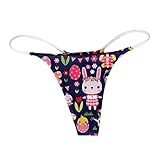 Generisch Las Mujeres Impresiones Bragas Tanga Colores Opcionales Lencería G Tanga T Back Calzoncillos Comfort Soft Low Rise Bragas, Negro , M