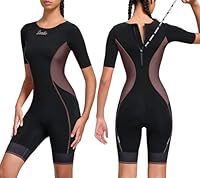 Santic Damen Triathlonanzug Gepolstert Triathlon Einteiler Kuzarm Anzug Pro Tri-Anzug Schnell Trocknend Abnehmen Fahrrad Skinsuit Braun XL