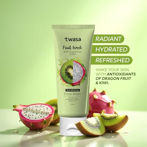 Image of Twasa Dragon Fruit & Kiwi Fruit Face Wash For Brightening, Hydrating & Glowing Skin | Gentle Cleanser With Antioxidants & Vitamin C | Reduces Dullness & Improves Skin Texture | For Men & Women - 100ml