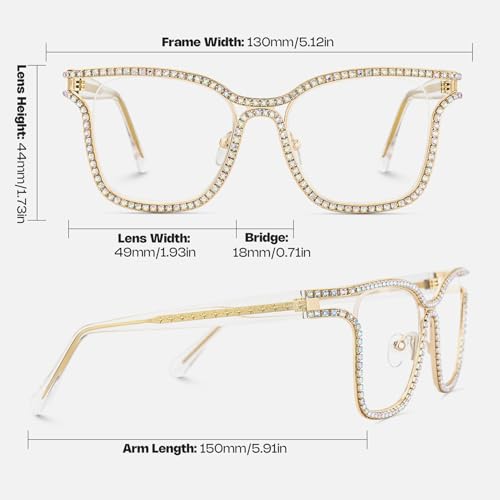 Image of Zeelool Glasses Frame for Women Diamond Square Blue Light Blocking Glasses Shine JGM104070 Transprtant