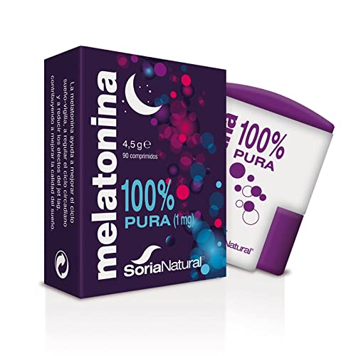 SoriaNatural - Melatonina - Complemento alimenticio - Regulacion del sueño, insomnio - 90 comprimidos - Jet-lag - Antiedad