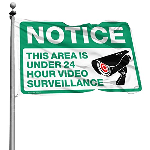 Drapeau de surveillance vidéo 152x244 cm avec message humoristique moins de 28 heures