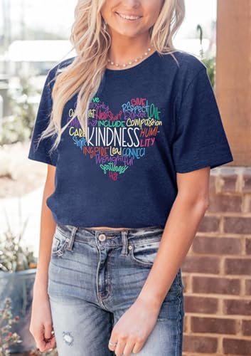 Kindness Shirt for Women Summer Casual Short Sleeve Inspirational Tee Tops2