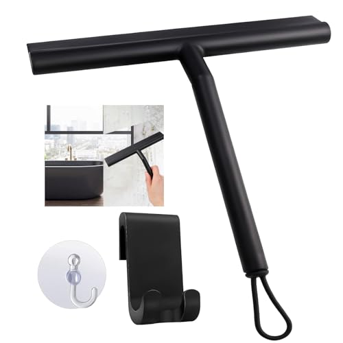 Shower Squeegee 8 Inch Window Glass Scraper Shower Cleaner with Suction Cup Hook Window Cleaner Shower Wiper for Bathroom Car Mirror Door Glass