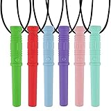 Sinblue Sensory Halskette 6er Pack Silikon Kauen Anhänger Training und Entwicklung Zappeln Spielzeug Kauen Halskette für Kinderkrankheiten,Autismus ADHS SPD,Oral Motor,Angst,Autistische Kinder