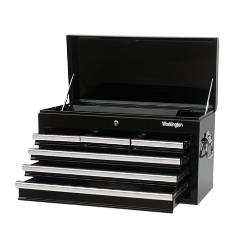 Workington Professional Industrial Portable Metal Tool Chest with 6 Drawers, 26\" 6-Drawer Tool Chest Cabinet with Ball Bearing Drawer Slides, Steel Tool Storage Box Organizer 4015 Black - Thumbnail 5