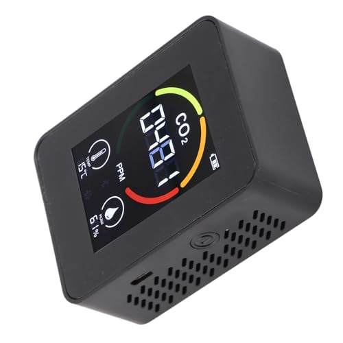 BAFOVY Semiconductor Detector de CO2, Monitor de Calidad del Aire Interior con Sensor de Temperatura y Humedad, Calibración Automática para Invernadero de Laboratorio Doméstico (Black)