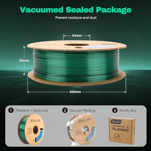 Image of 3DHoJor Silk PLA Filament 1.75mm Black Green Dual Color PLA 3D Printer Filament 2 in 1 Coextrusion 1KG Spool(2.2lbs) 3D Printing Filament Dimensional Accuracy + /- 0.03mm Fits for Most FDM 3D Printers