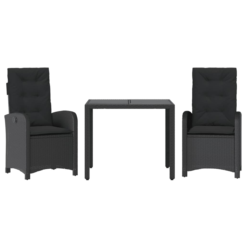 Salon de jardin résine tressée contre la décoloration solaire avec chaises ergonomiques noires