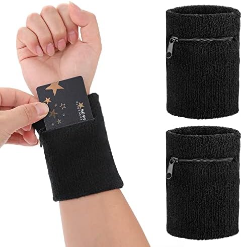 Yolev 2 Pieces Sport-Wristband Wrist-Pouch Zipper Wrist-Wallet for Tennis, Basketball, Football, Running, Fitness, and Other Outdoor Sports