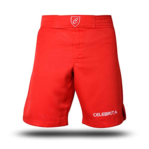 Celebrita MMA Shorts - BJJ Muay Thai Boxing Fight UFC Kickboxing Martial Arts Shorts - Choose Your Size and Color (36, Red) - Thumbnail 2