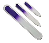 Set of 3 ~ Purple ~ Genuine Czech, Etched, Crystal Glass Nail Files Double Sided Small, Medium, Large Pedicure file