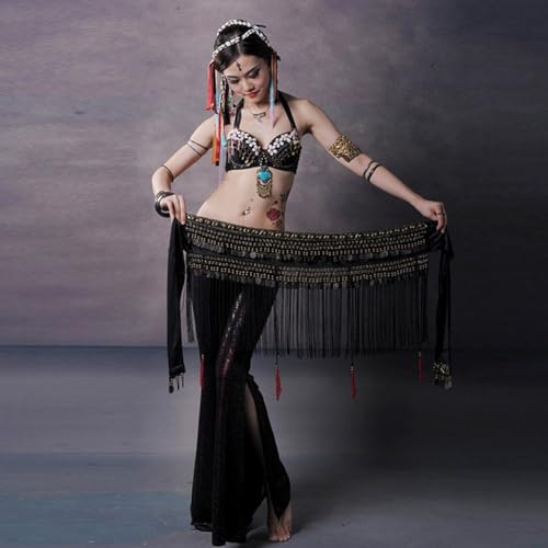 Ceinture de conception tribale pour danse orientale et écharpe de hanche douce à franges - 3