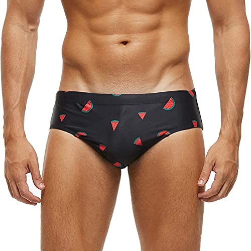 Arcweg Badehose Herren Badeslip Kurz Eng Jungen Schwimmhose Abnehmbares Pad Freizeit Kurze Badehose Wassermelone L(EU)