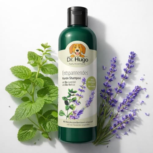 Champú Natural para Perros 100% Cosmética Natural – Efecto Relajante – Lavanda y Melisa Orgánica – para Piel Sensible – Vegano – Sin Parabenos ni Siliconas – Fabricado en Alemania – 200 ml