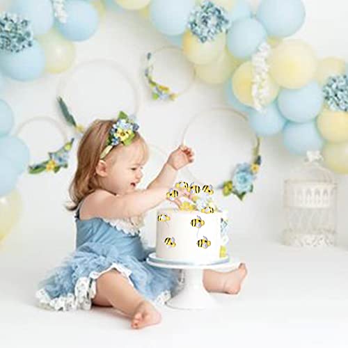 Zhuoweism ZW938 30 Pcs Bumble Bee Cupcake Toppers Resin Little Figurine Bee Cupcake Picks Oh Babee Cake Decorations thumb #6