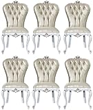 Profondeur : 65 cm Casa Padrino Lot de 6 chaises de salle à manger baroque doré/blanc vieilli/doré 57 x 65 x H. 113 cm – Chaises de cuisine – Noble & Magnificent