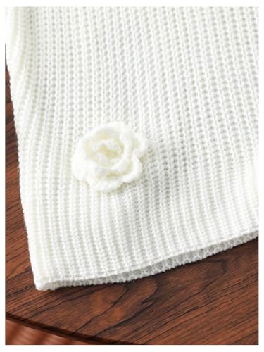 MakeMeChic Girl's 3D Floral Mock Neck Sweaters Vest Sleeveless Cute Knit Pullover Tank Tops4