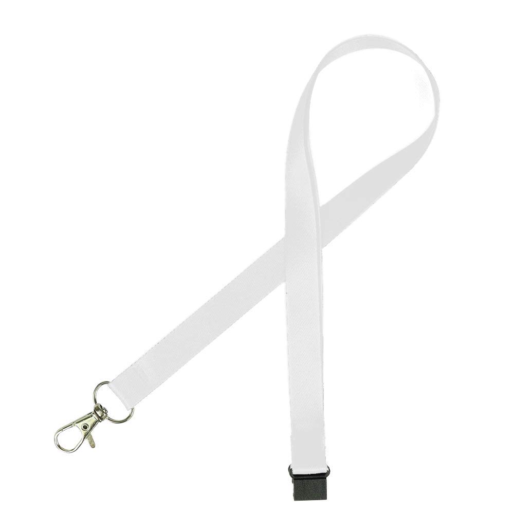 Pack of 100 White Lanyards perfect for ID Cards, Name Badges, USB Drives, and Much More - Durable Breakaway White Lanyard Neck Strap Suitable for Everyday Use