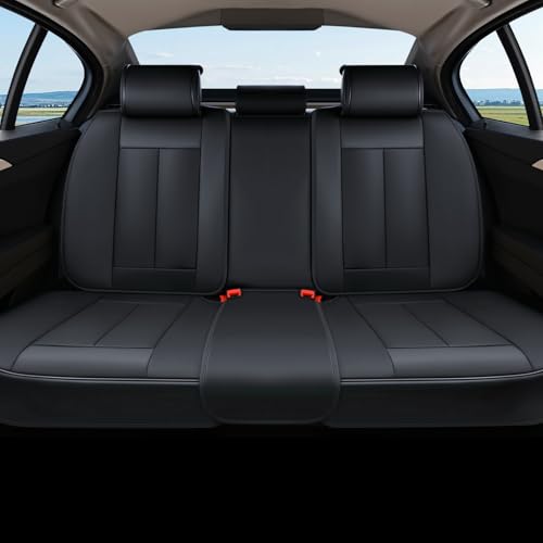 Image of Coverado Dog Car Seat Cover for Back Seat Cover, Black Rear Car Seat Covers, 3-Pieces Waterproof Car Seat Cushion, Car Seat Protector, Leather Seat Cover Seat Protector Universal Fit Most Cars